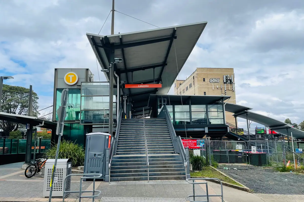 Lakemba railway station beside the Haldon Street shopping strip